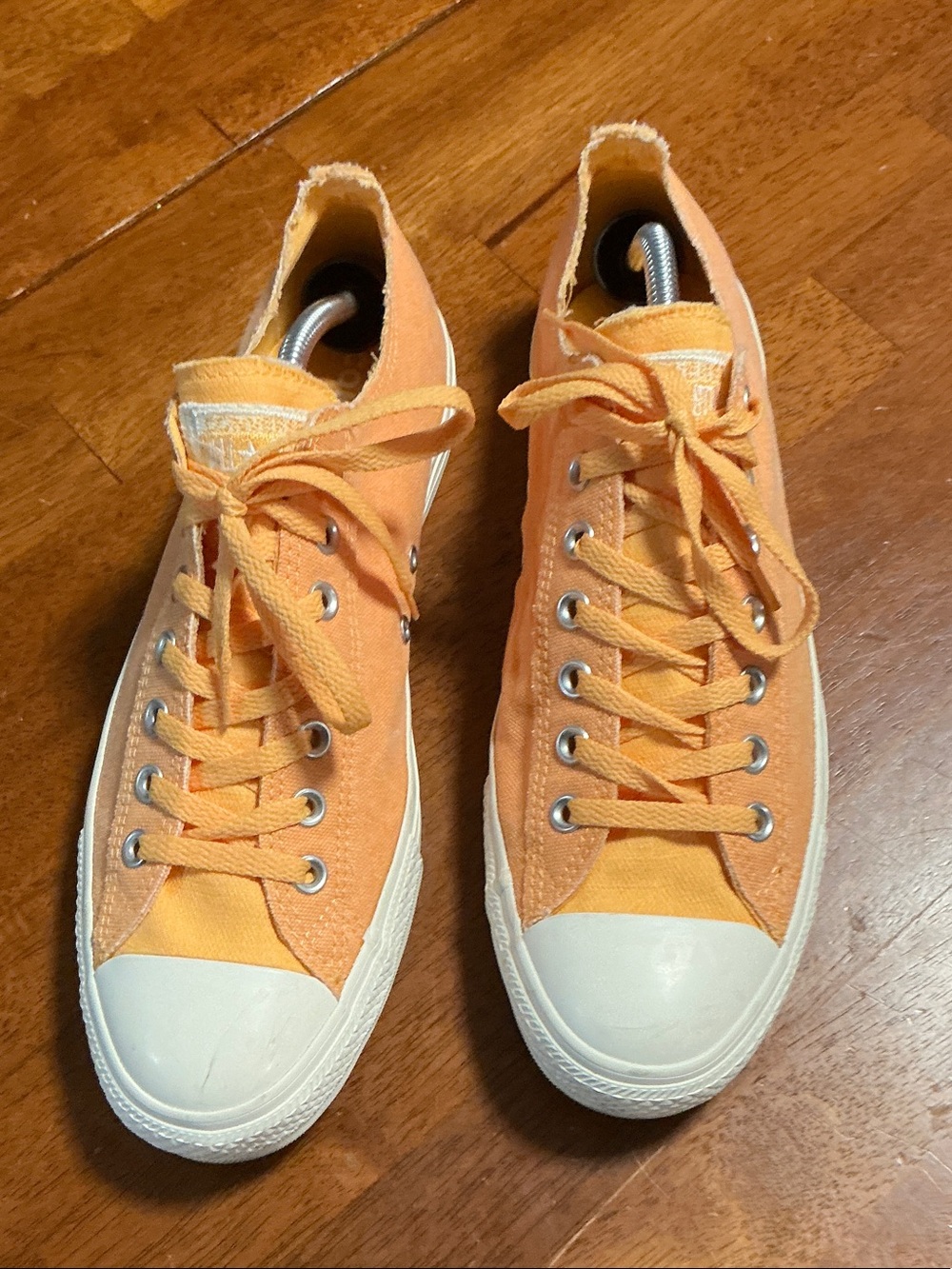 Men's Low-Top Orange Canvas Sneakers